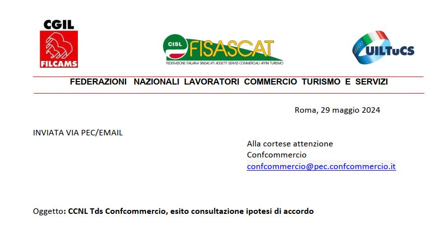 CCNL Tds Confcommercio, esito consultazione ipotesi di accordo
